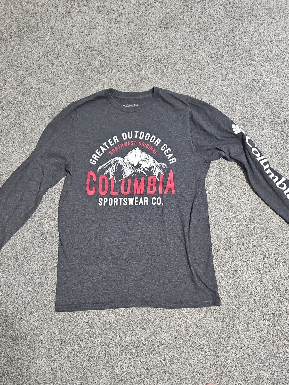 Columbia Charcoal Long-Sleeve Graphic Tee with Red Logo